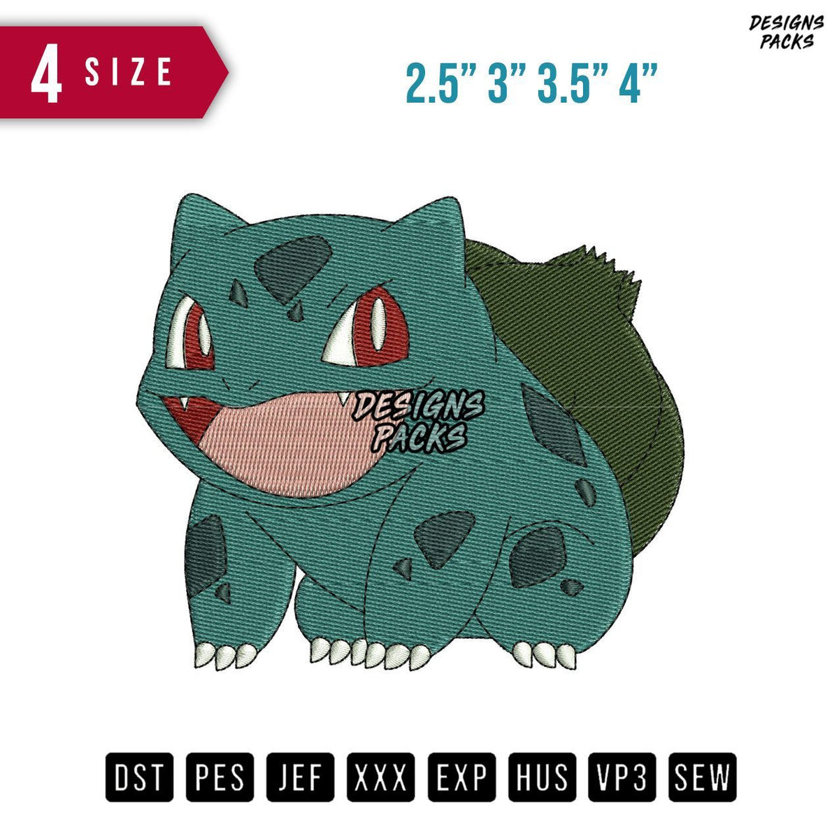 Bulbasaur B Embroidery Design