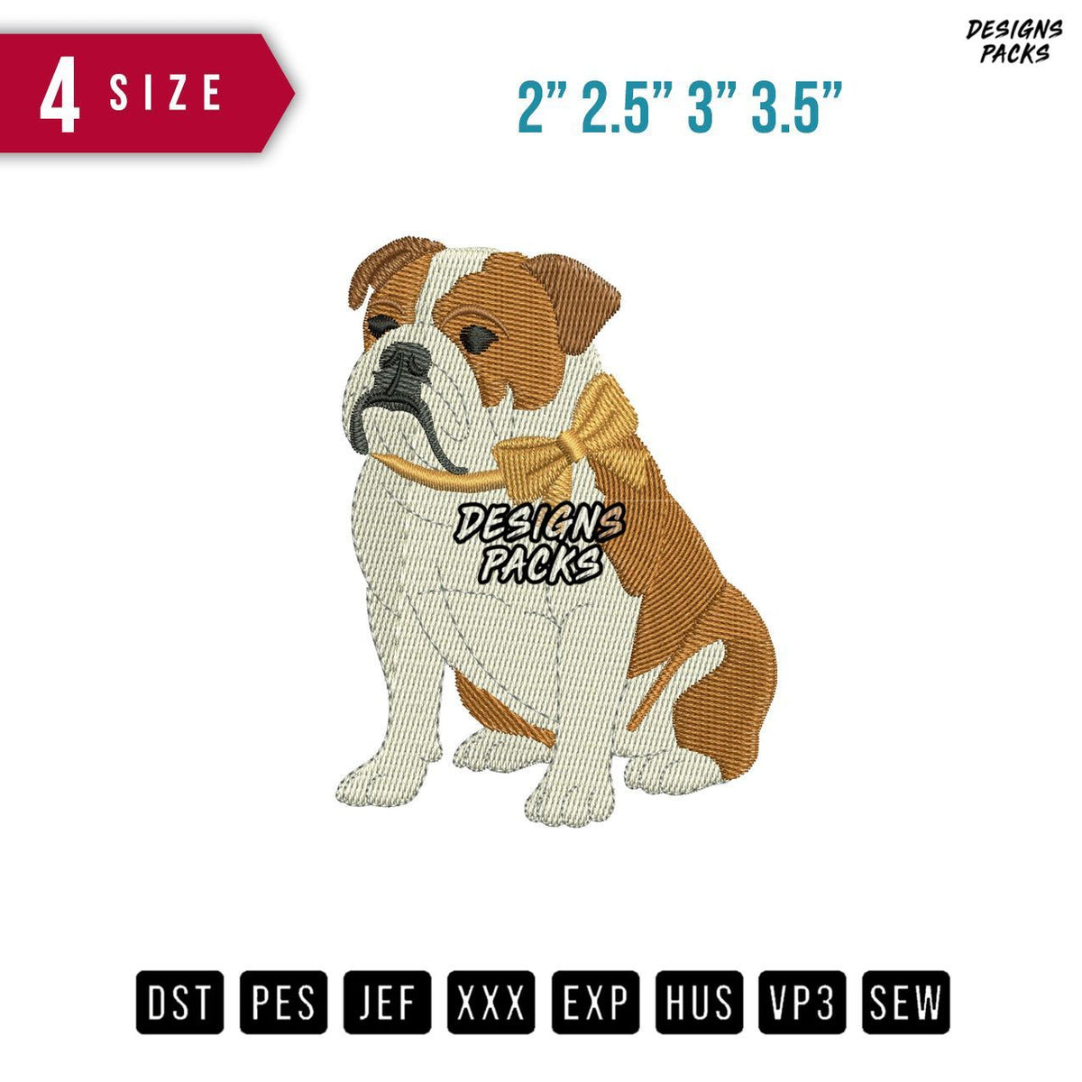 Bull Dog Ribbon Embroidery Design