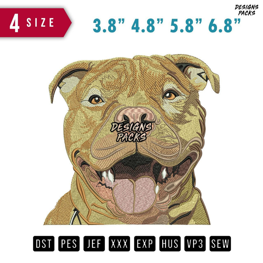 Bull Dog Tongue Embroidery Design