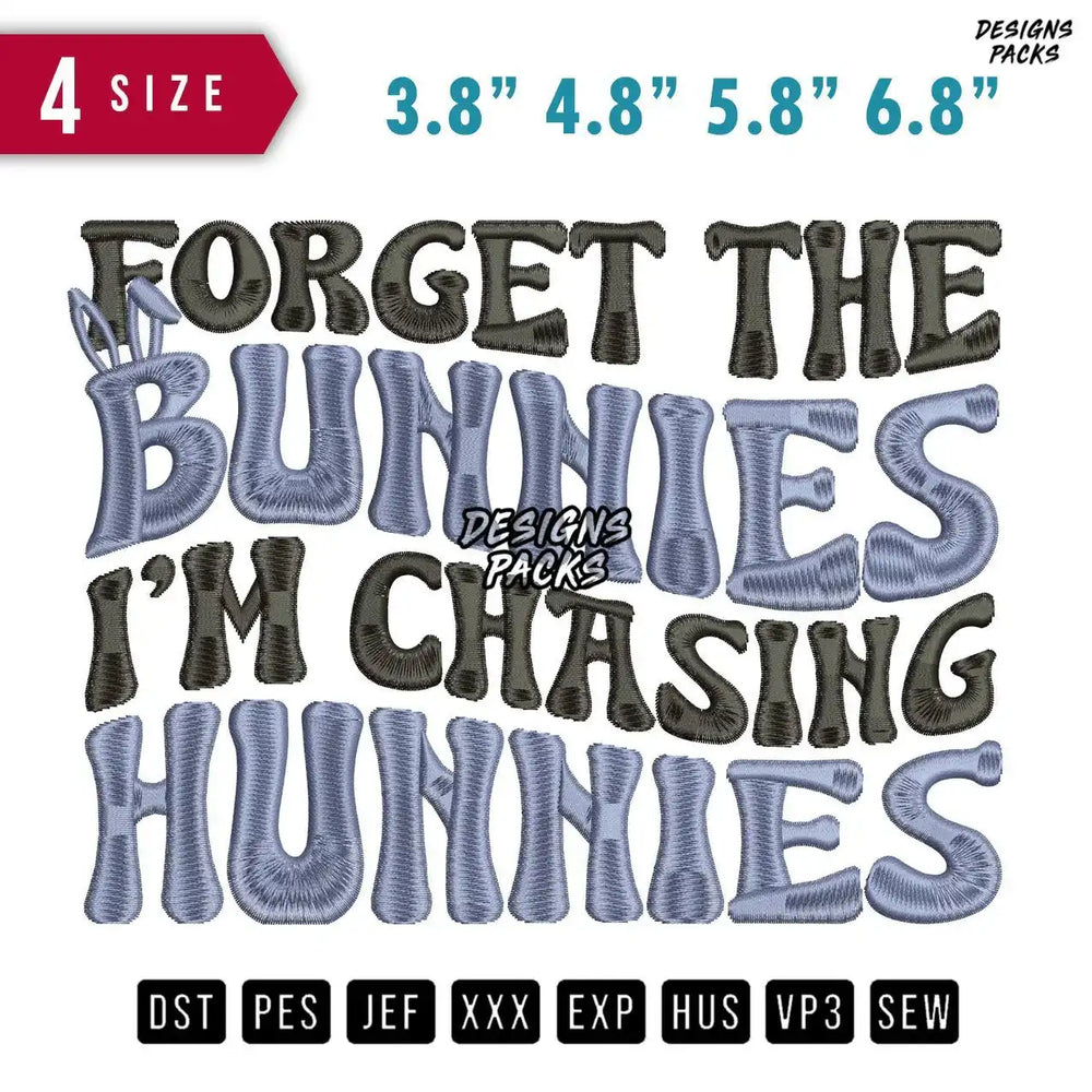 Bunnies Hunnies B Embroidery Design