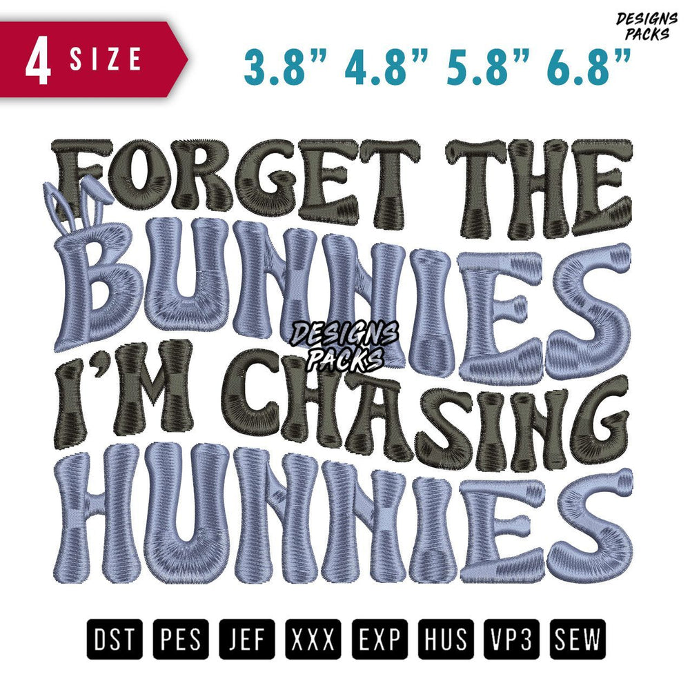 Bunnies Hunnies B Embroidery Design