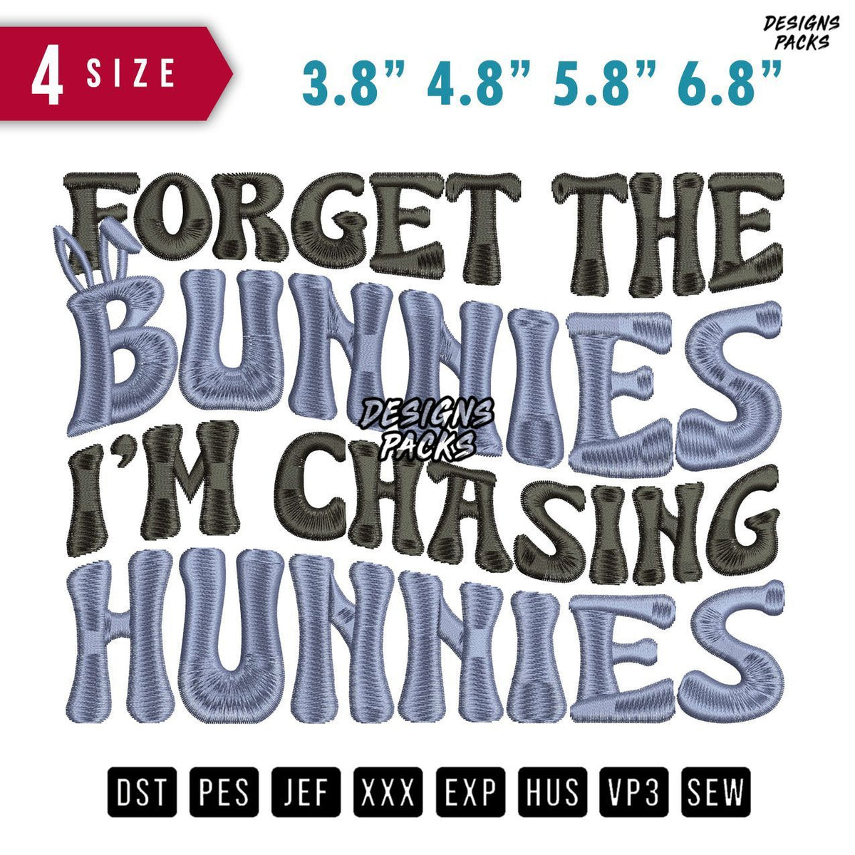 Bunnies Hunnies B Embroidery Design