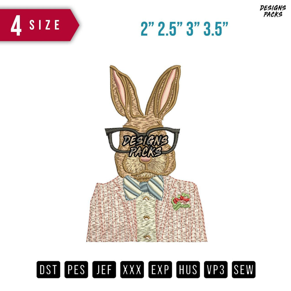 Bunny Eyeglasses Embroidery Design