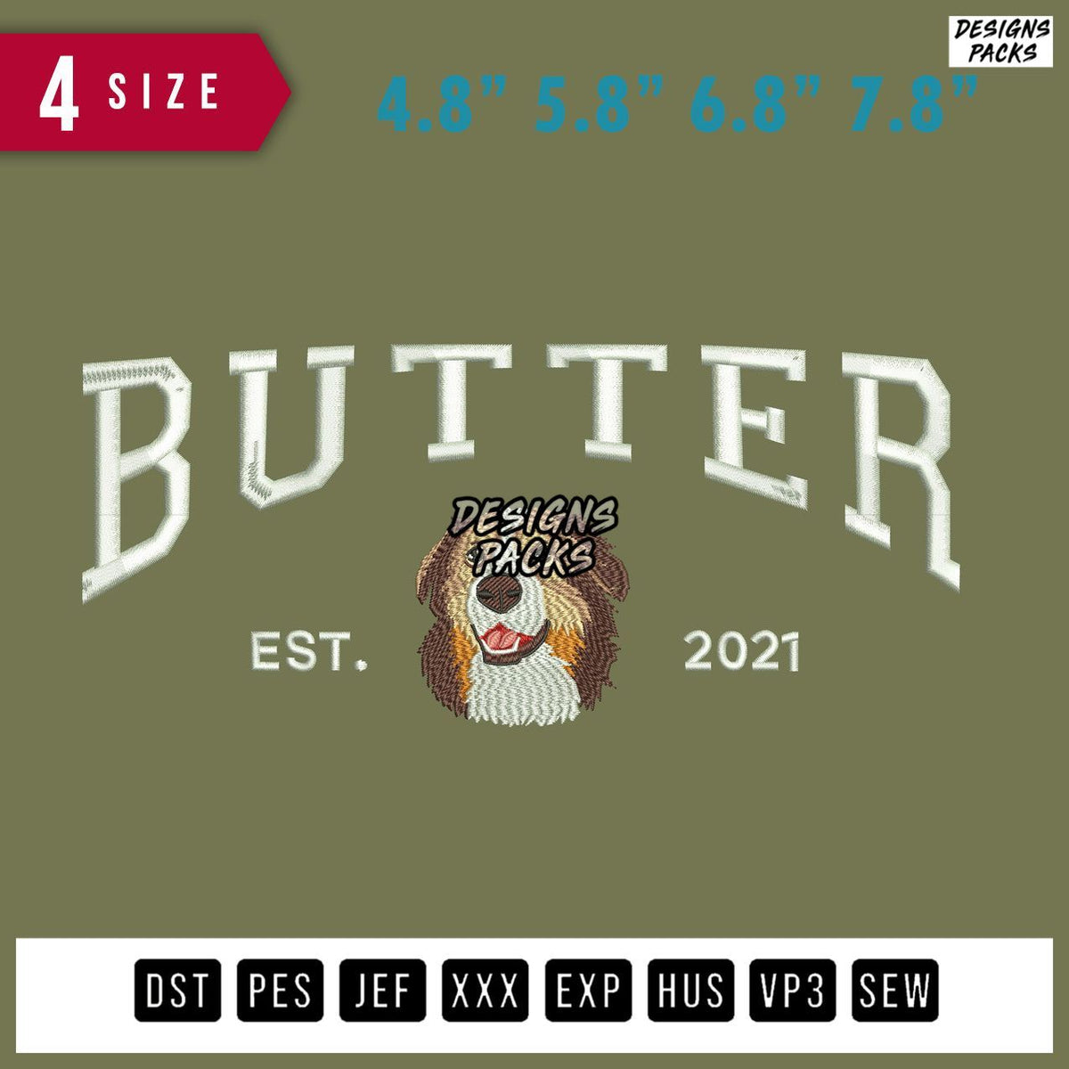 Butter Dog Embroidery Design