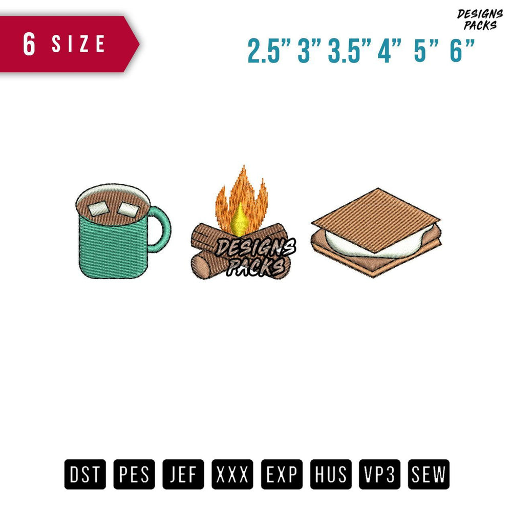 Campfire Embroidery Design