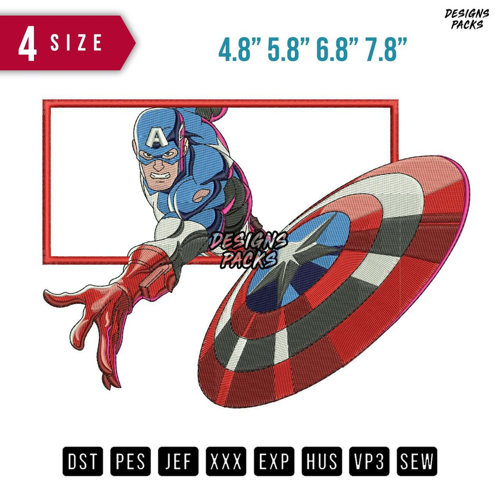 Captain America D Embroidery Design