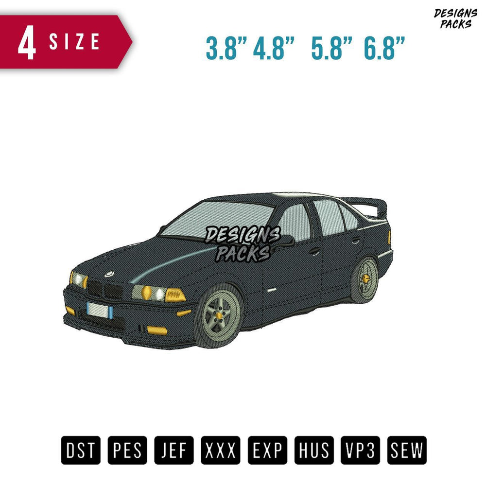 Car black b Embroidery Design