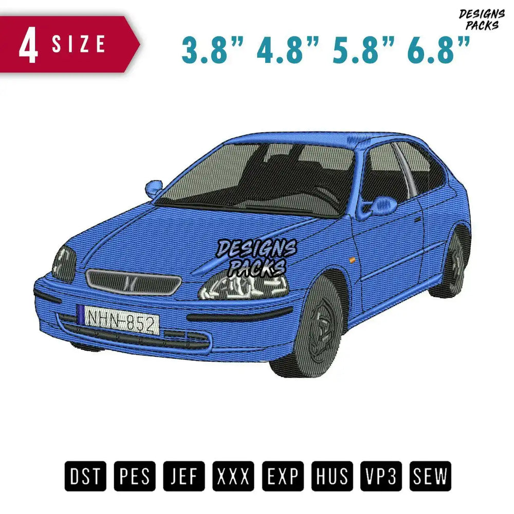 Car Honda Civic Embroidery Design