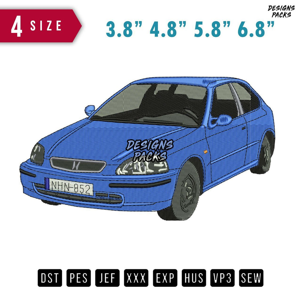 Car Honda Civic Embroidery Design