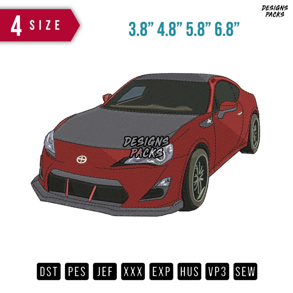 Car Red Brick Embroidery Design