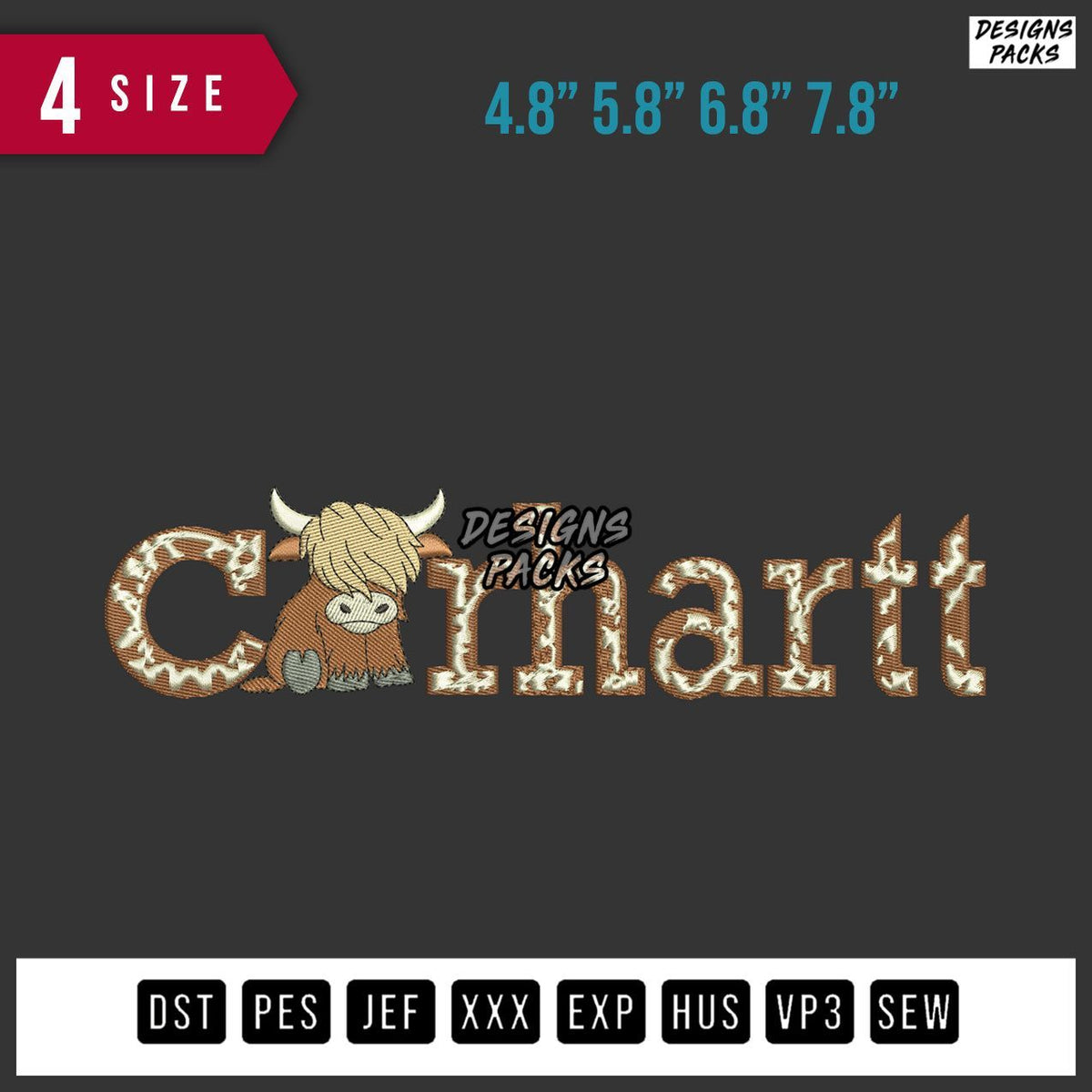 Carhartt Cow Embroidery Design