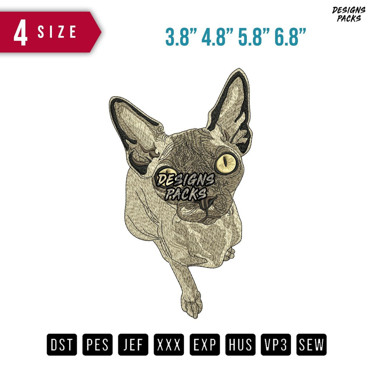 Cat Beige Glare Embroidery Design