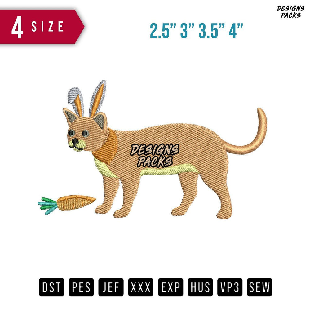 Cat Bunny Bandana Embroidery Design