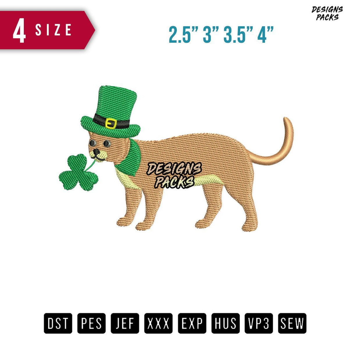 Cat Hat Clover Embroidery Design