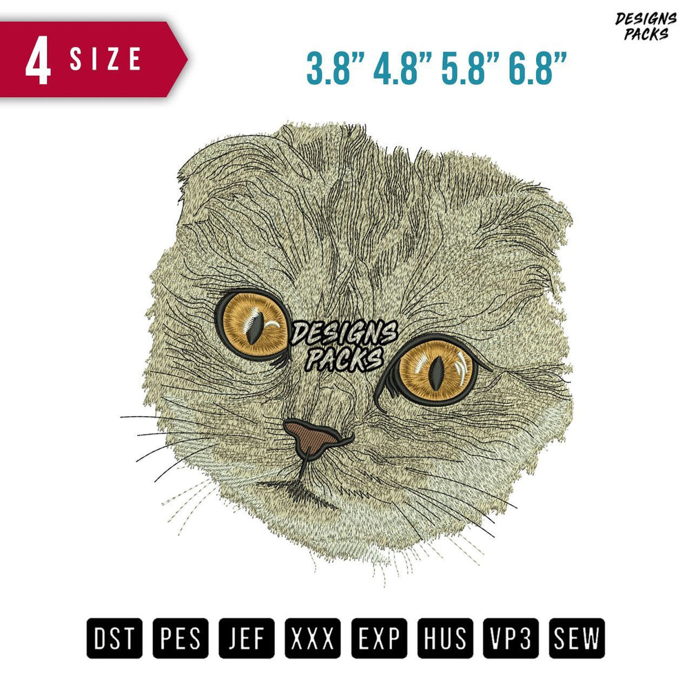 Cat Head Glance Embroidery Design