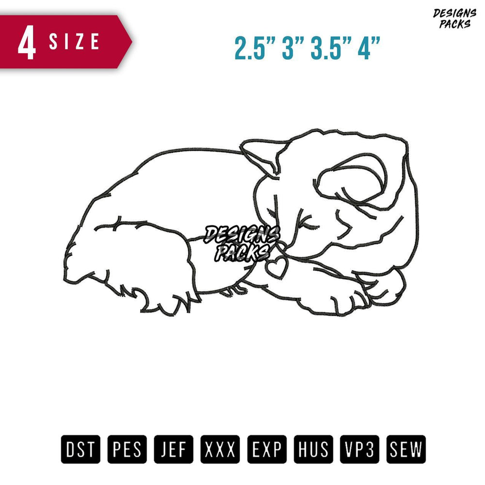 Cat Kissing Mouse Embroidery Design