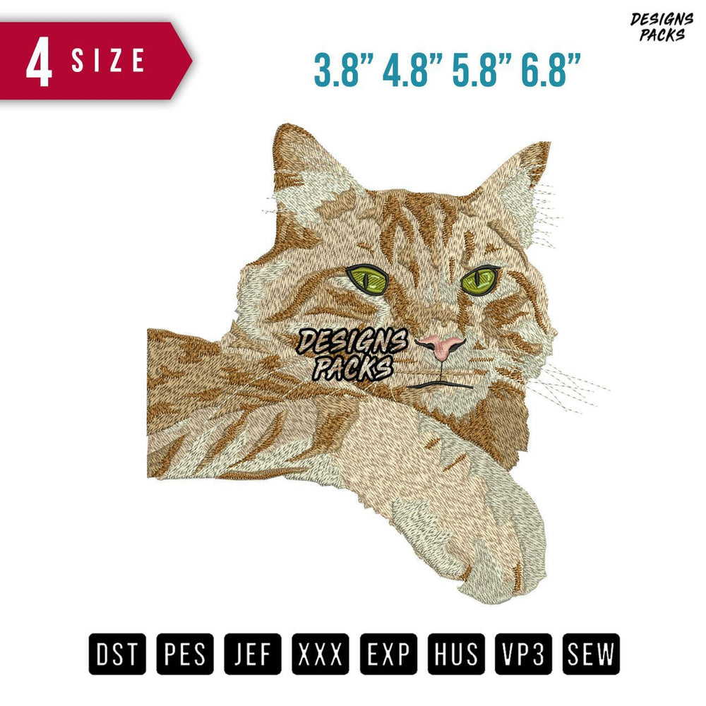 Cat Orange Cute Embroidery Design