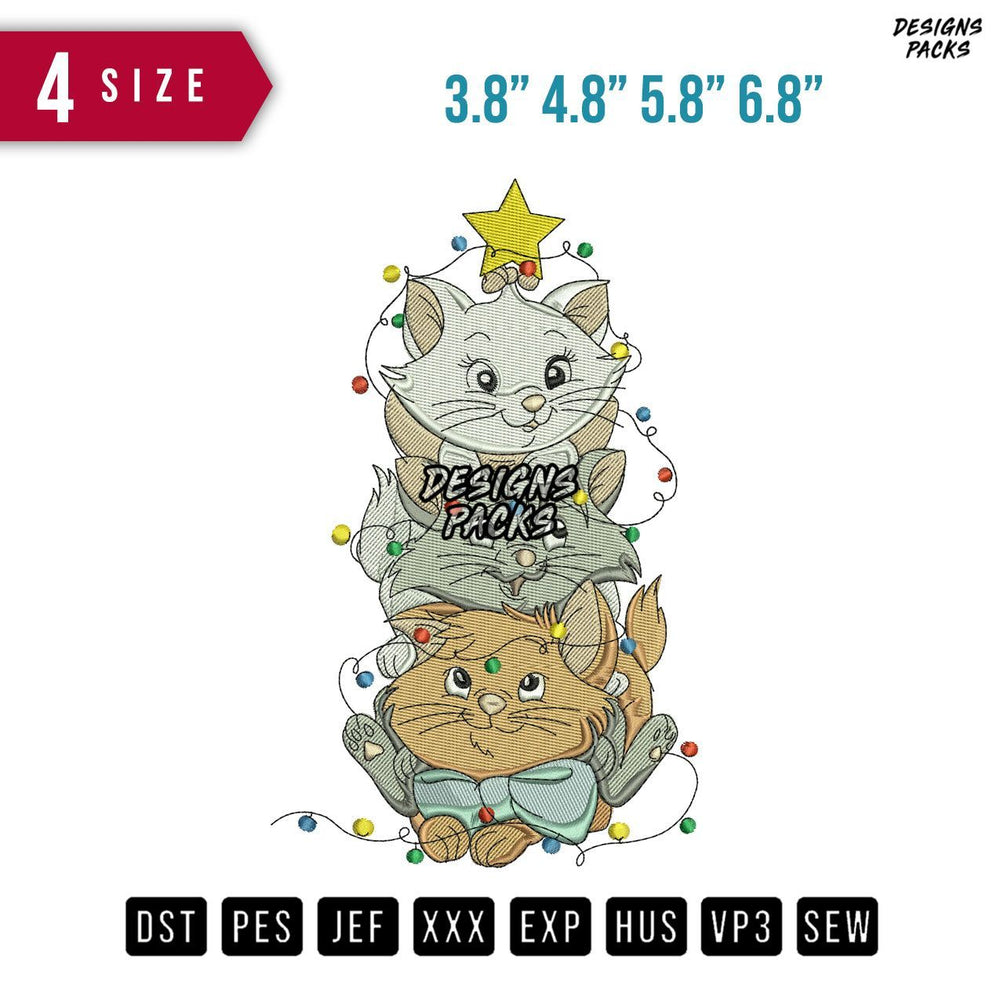 Cat Pile Up Embroidery Design