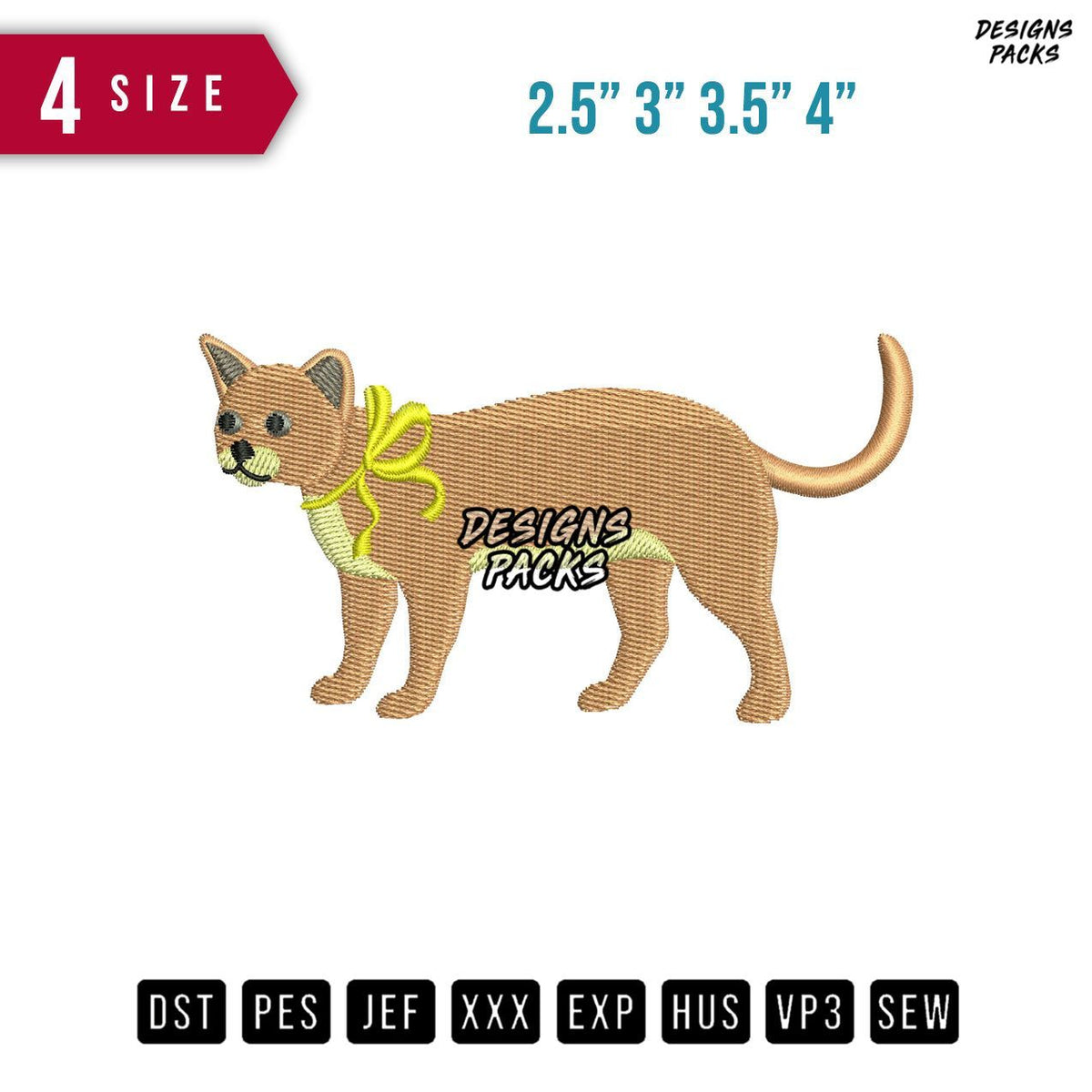 Cat Ribbonecklace Embroidery Design