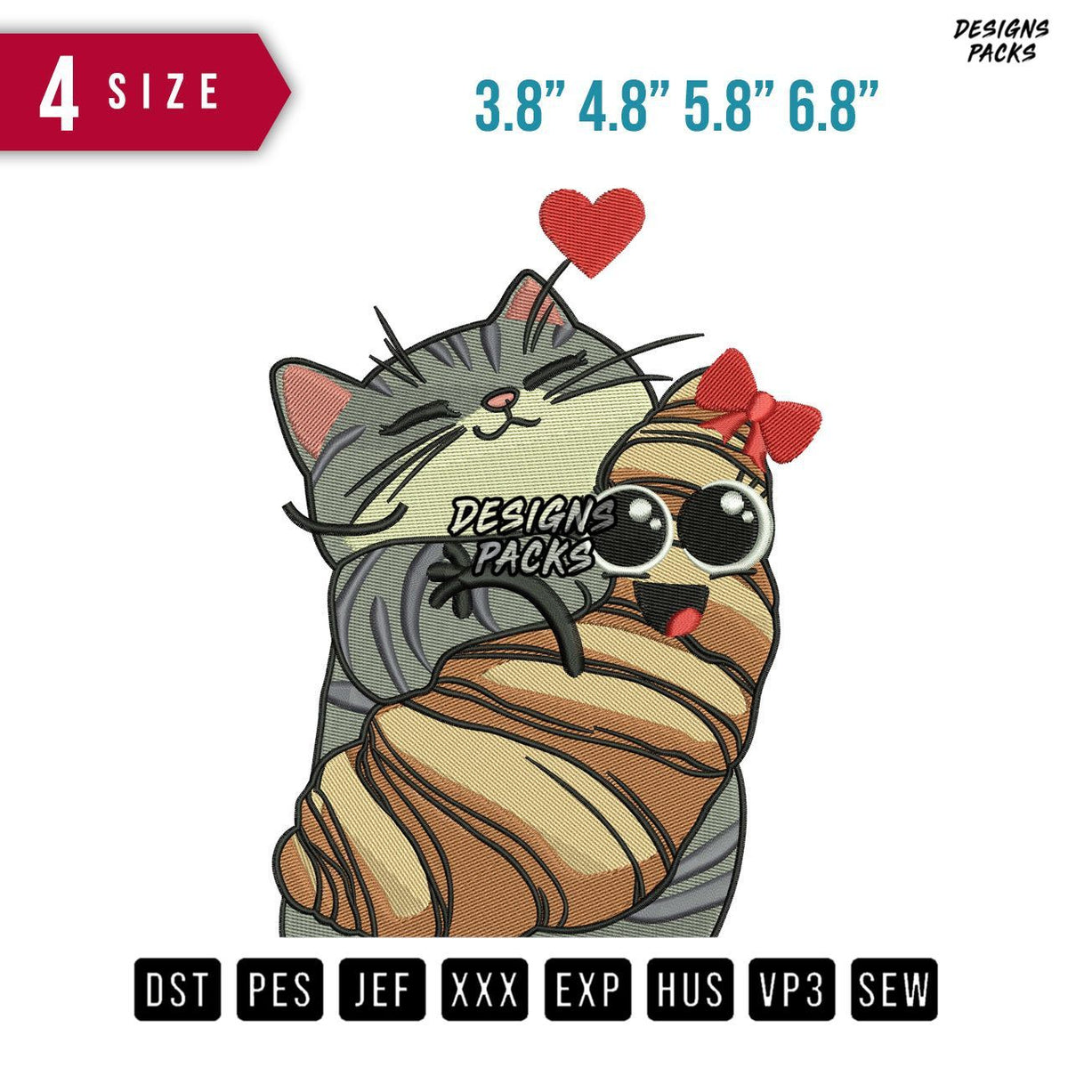 Catand Baby Cat Embroidery Design