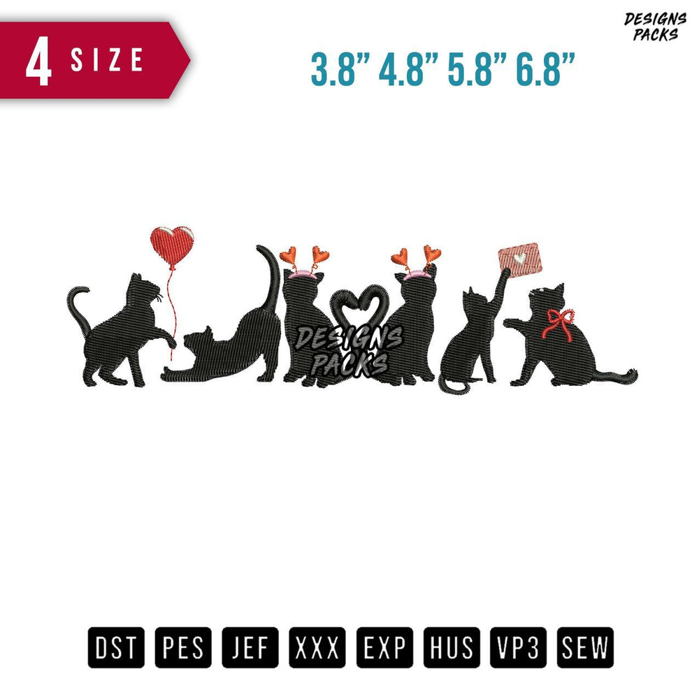 Cats Love Embroidery Design