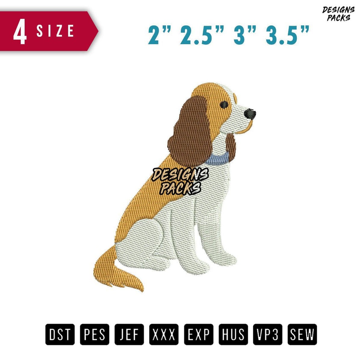 Cavalier King Dog Embroidery Design