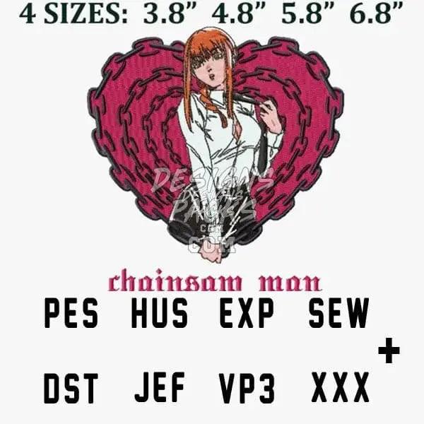 Chainsam Man Heart Anime Embroidery Design designspacks