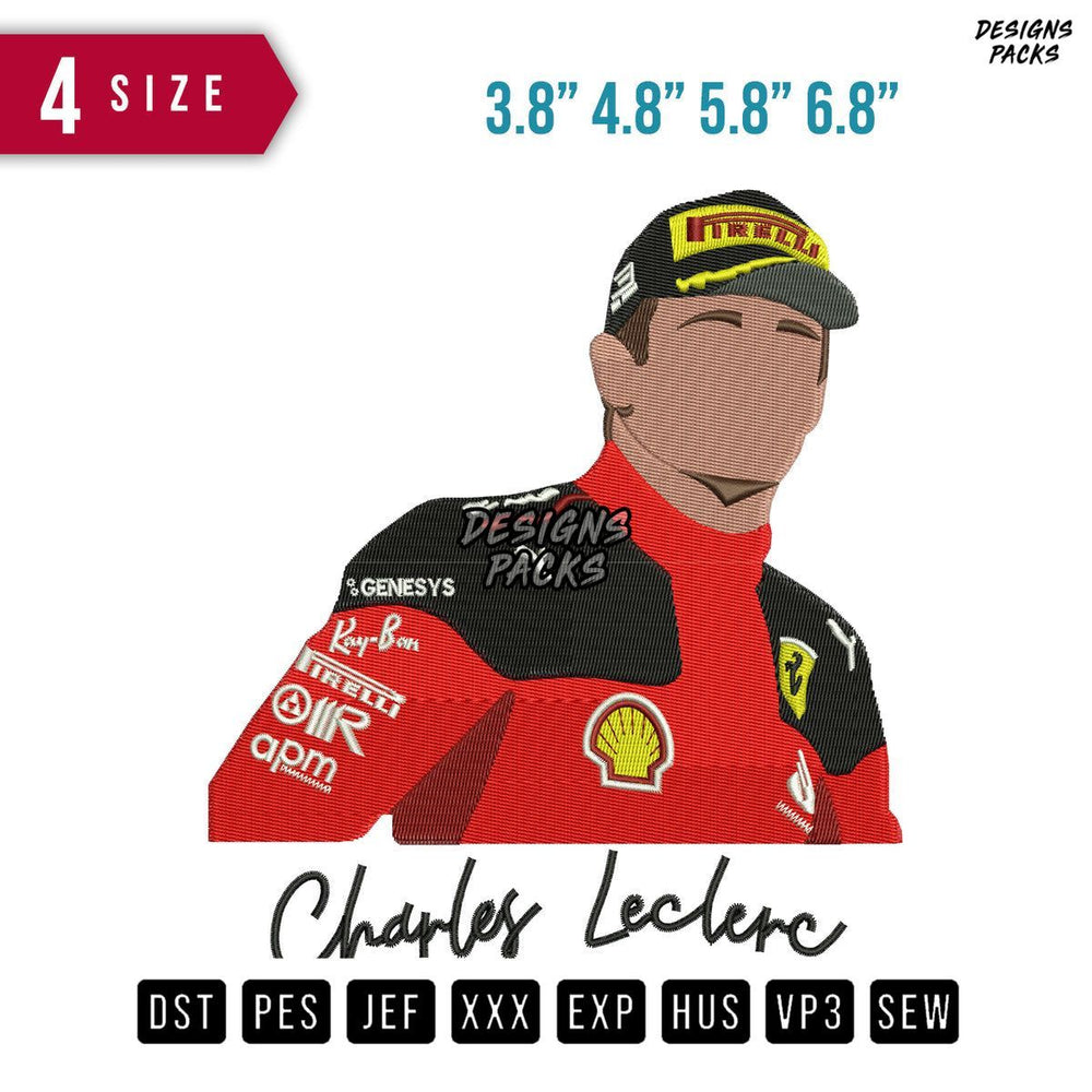 Charles Leclerc Embroidery Design