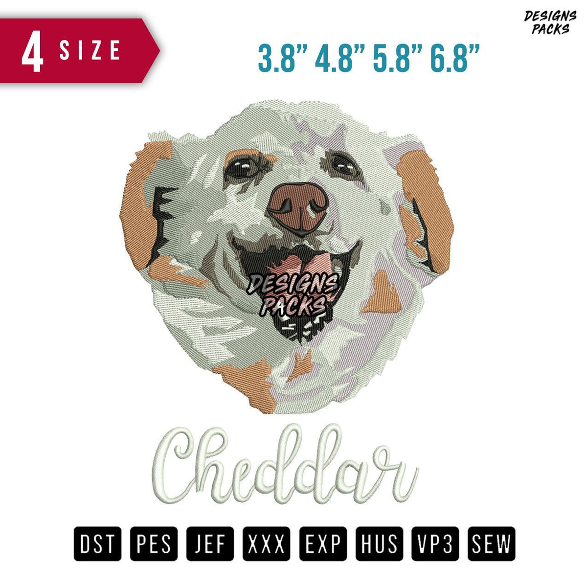 Cheddar Dog Embroidery Design
