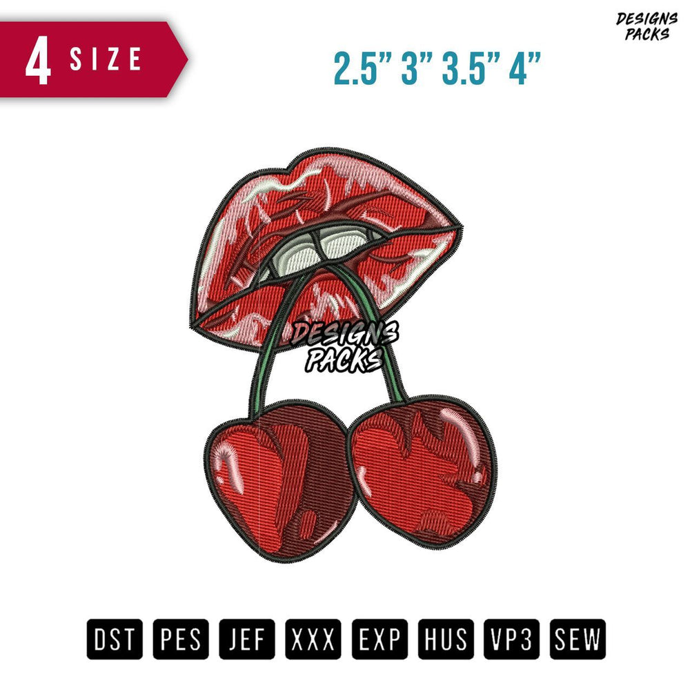 Cherry Lips Embroidery Design