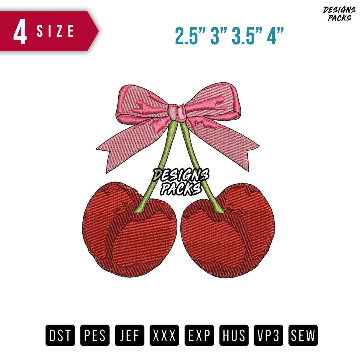 Cherry Red Embroidery Design