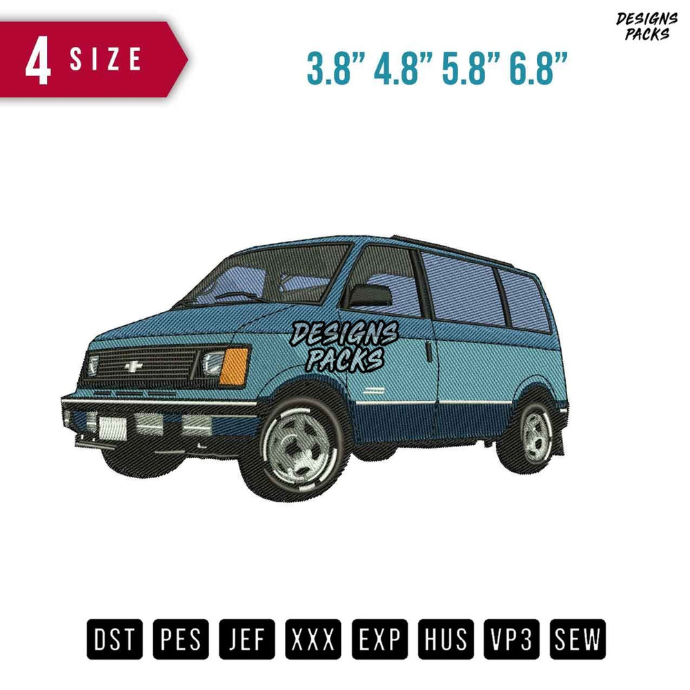Chevrolet Blue Car Embroidery Design
