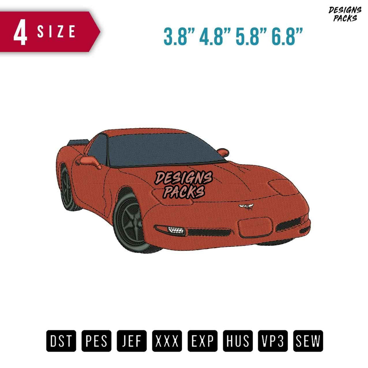 Chevrolet Corvet C5 Orange Embroidery Design