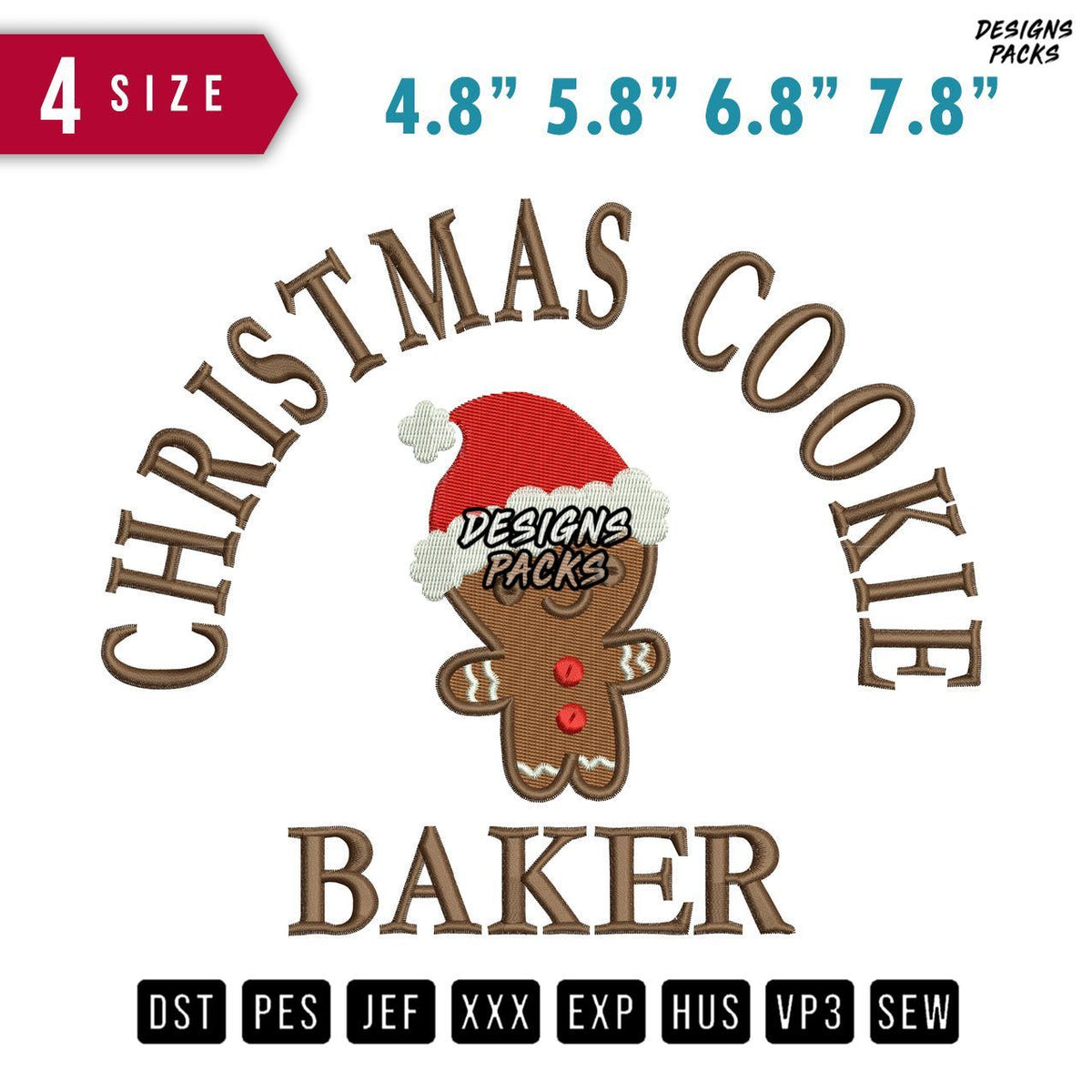 Christmas Cookie Baker Embroidery Design