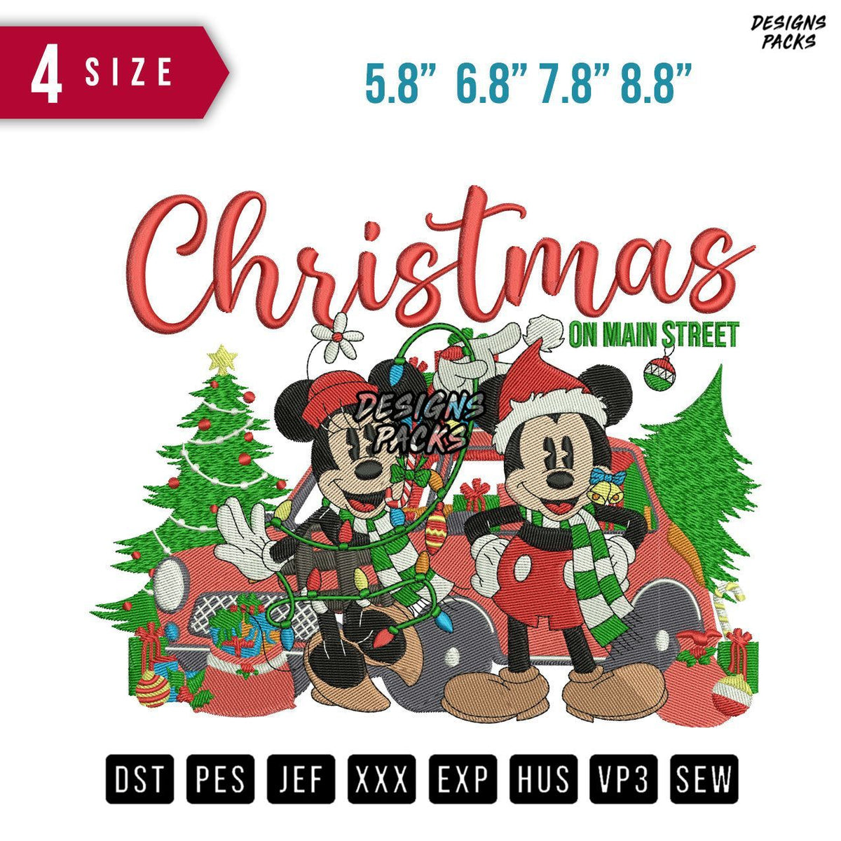 Christmas Mickey Street B Embroidery Design