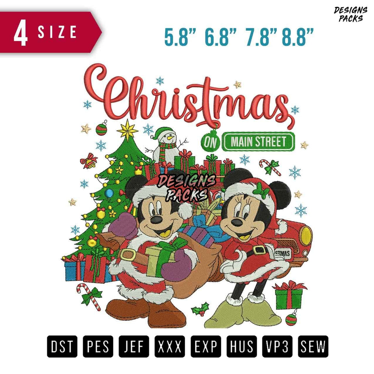 Christmas Mickey Street Embroidery Design