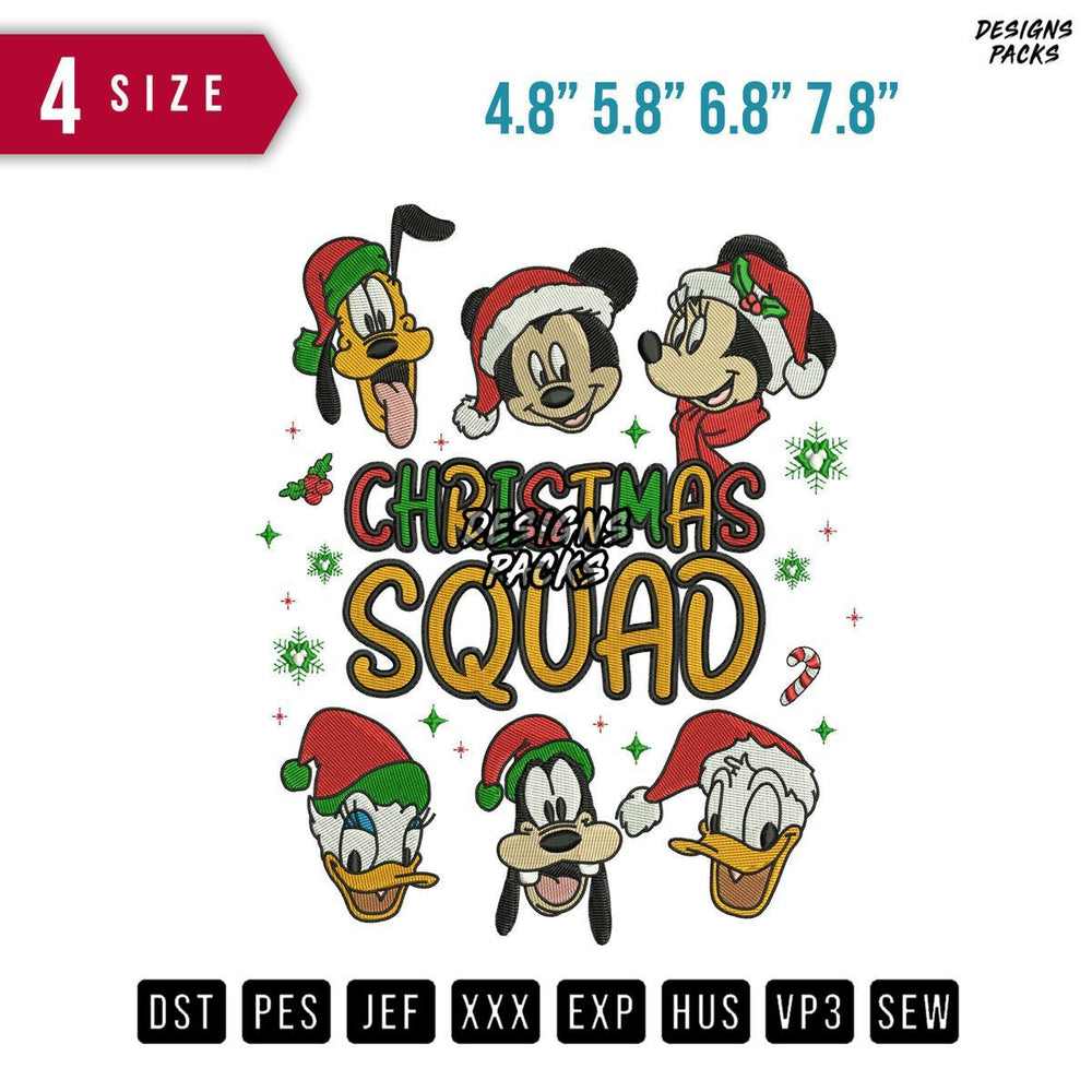 Christmas Squad Mickey Embroidery Design