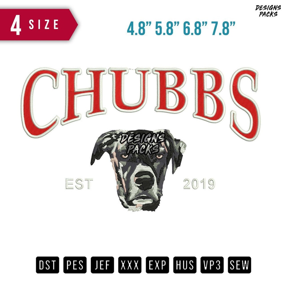Chubbs Dog Embroidery Design