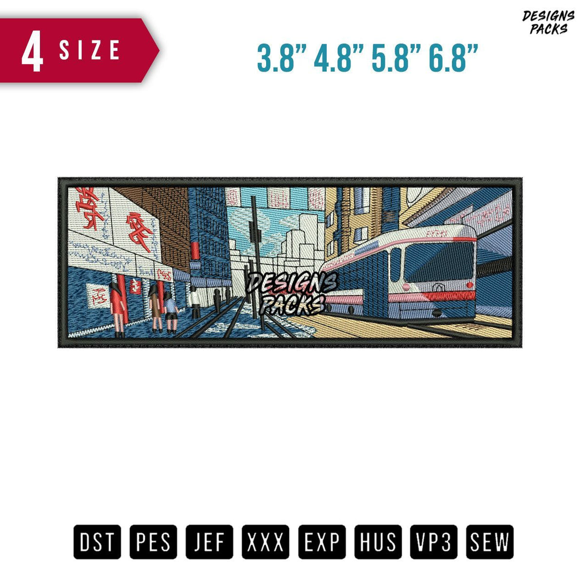 City Panoramic Embroidery Design