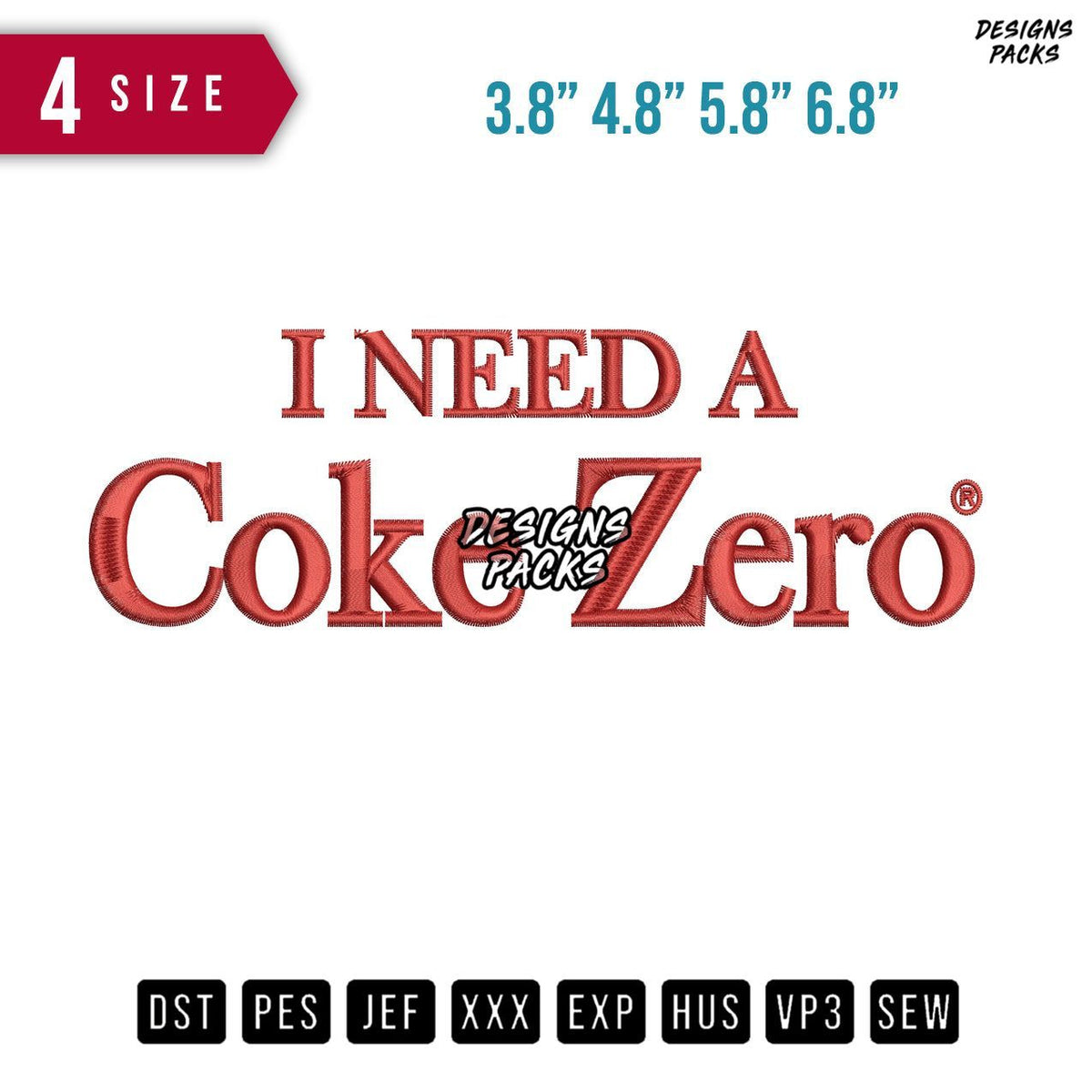Coke Zero Embroidery Design