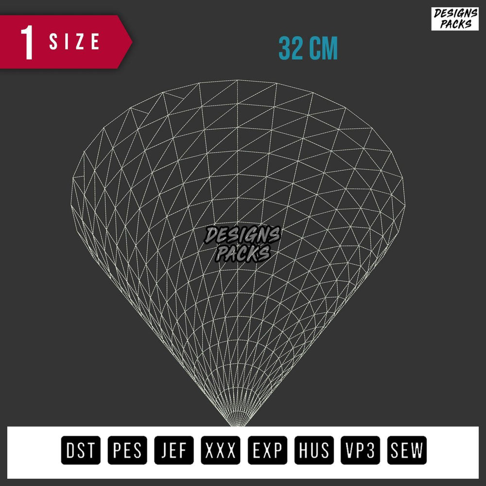 Cone Geometry Embroidery Design