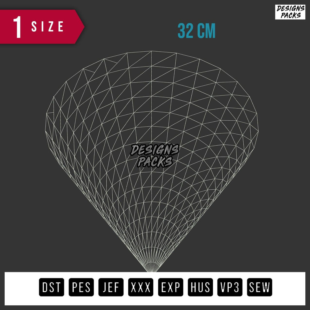 Cone Geometry Embroidery Design