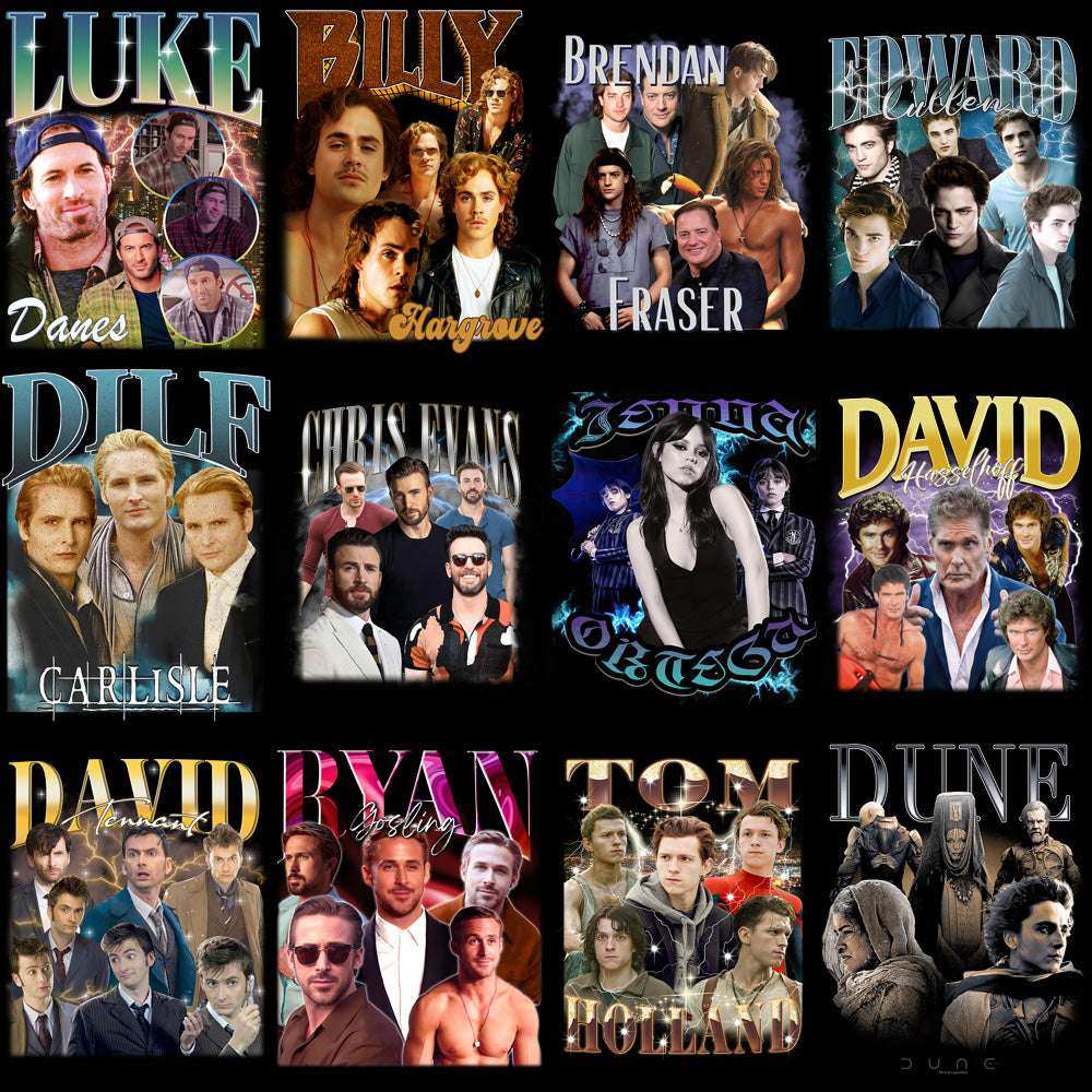 64 Popular Movies Series Artists Bootleg Designs Bundle PNG