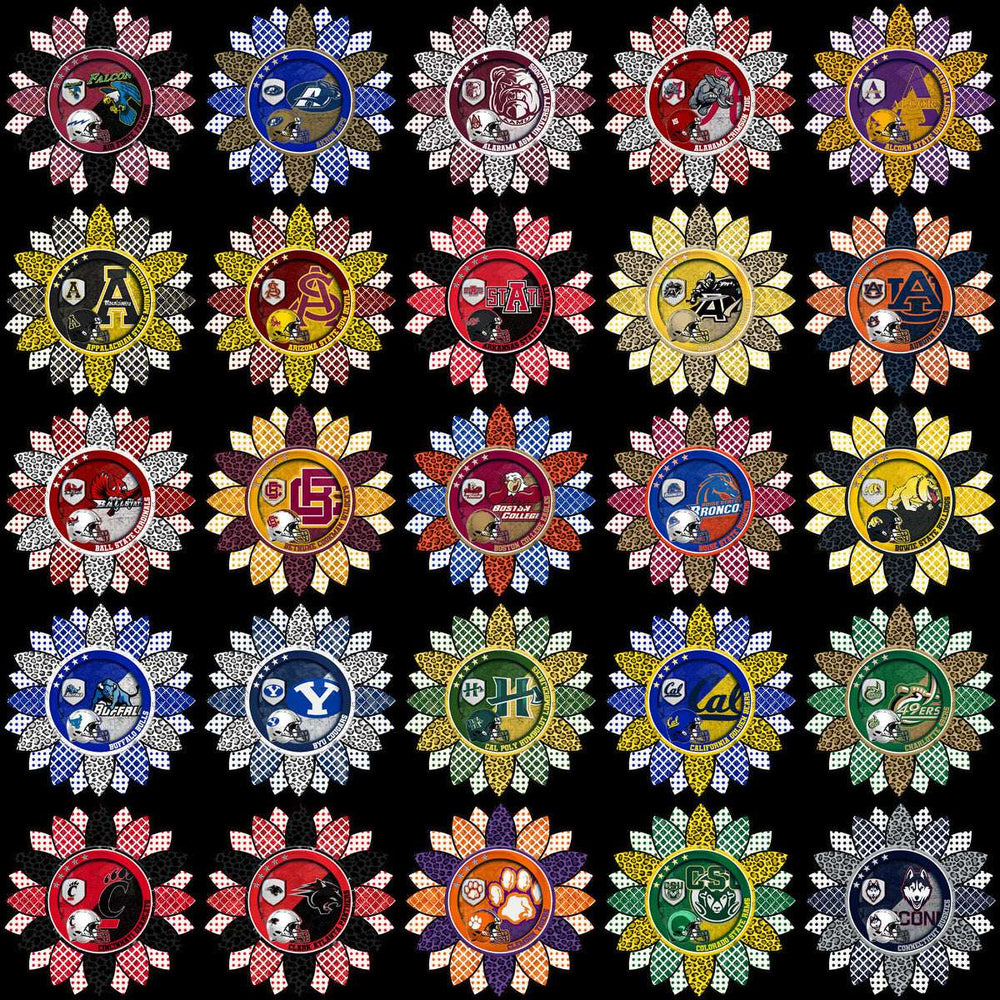 128 College NCAA School Helmet Mascot Sunflower Logos PNG Designs Bundle