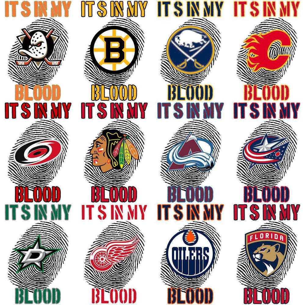 32 Ice Hockey Teams In My Blood DNA Designs Bundle PNG