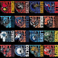 Load image into Gallery viewer, NFL team designs with 'They Not Like Us' text for DTF/DTG and embroidery
