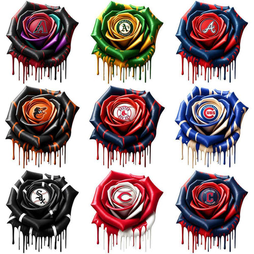 30 Dripping Flower Baseball Teams Logo Designs Bundle PNG