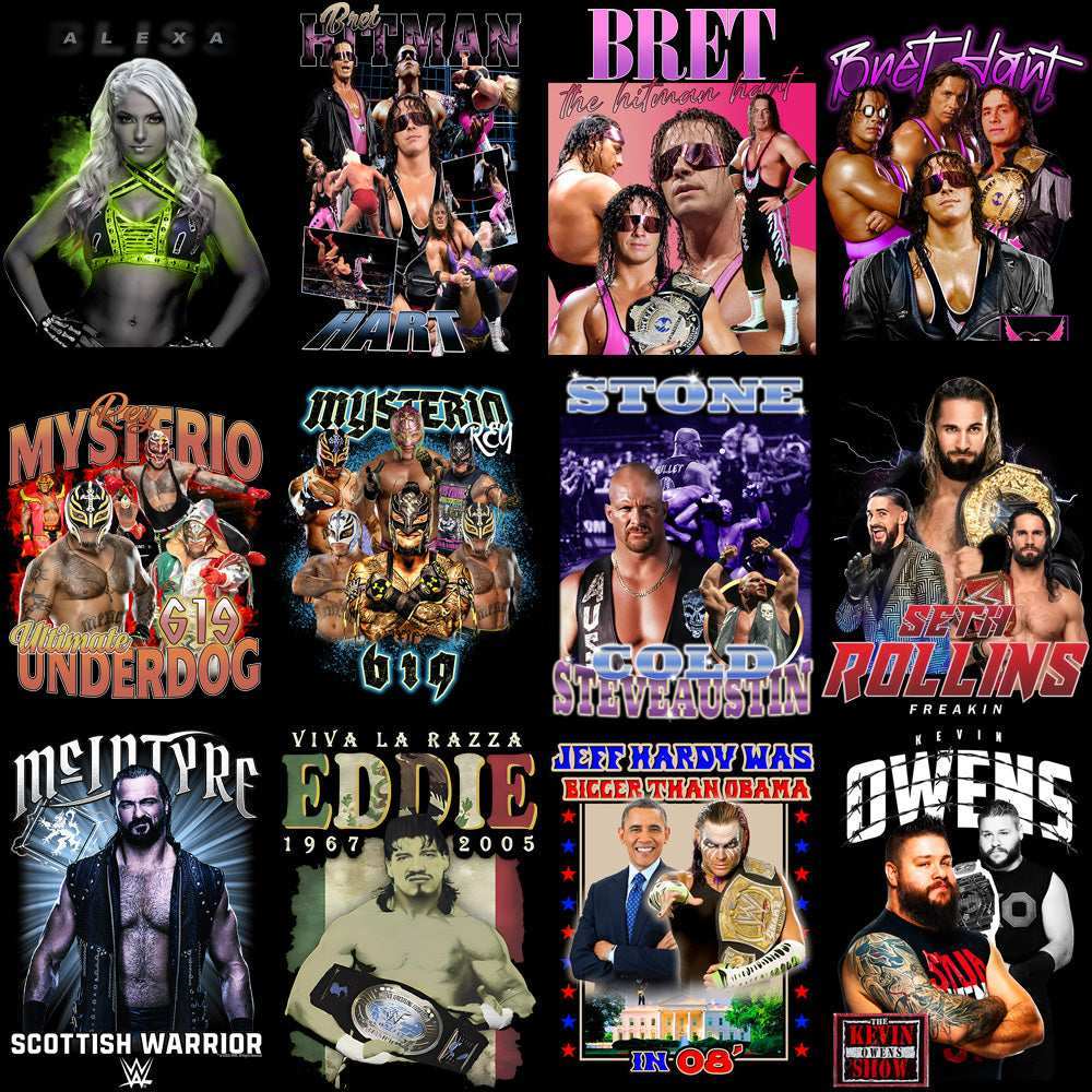 40 Wrestling Combat Pack Bootleg Designs Bundle PNG