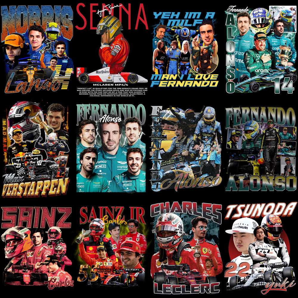 38 Racing Best F1 Drivers Formula Bootlegs Designs Bundle PNG