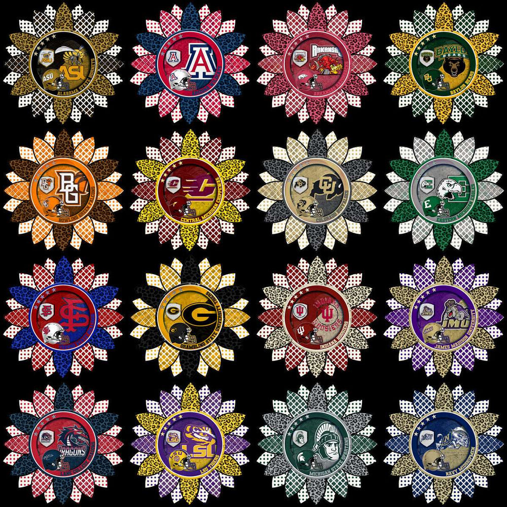 128 College NCAA School Helmet Mascot Sunflower Logos PNG Designs Bundle